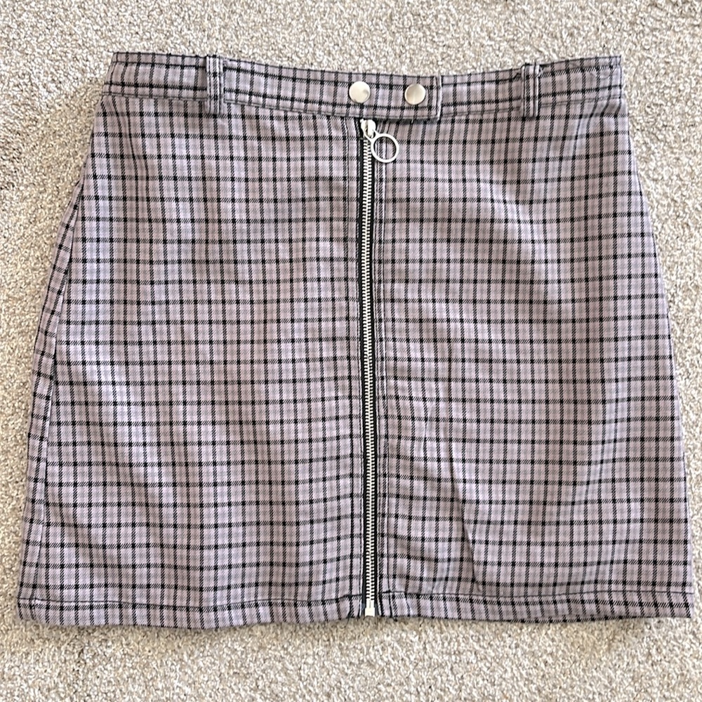 Purple plaid mini skirt